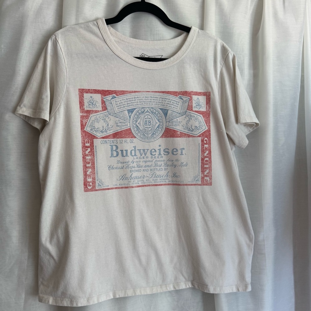 Budweiser Lager Beer Cream Tee with Red Graphic